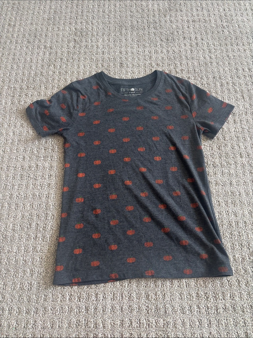 Fifth Sun Kids Charcoal Tee with Orange Pumpkin Motif